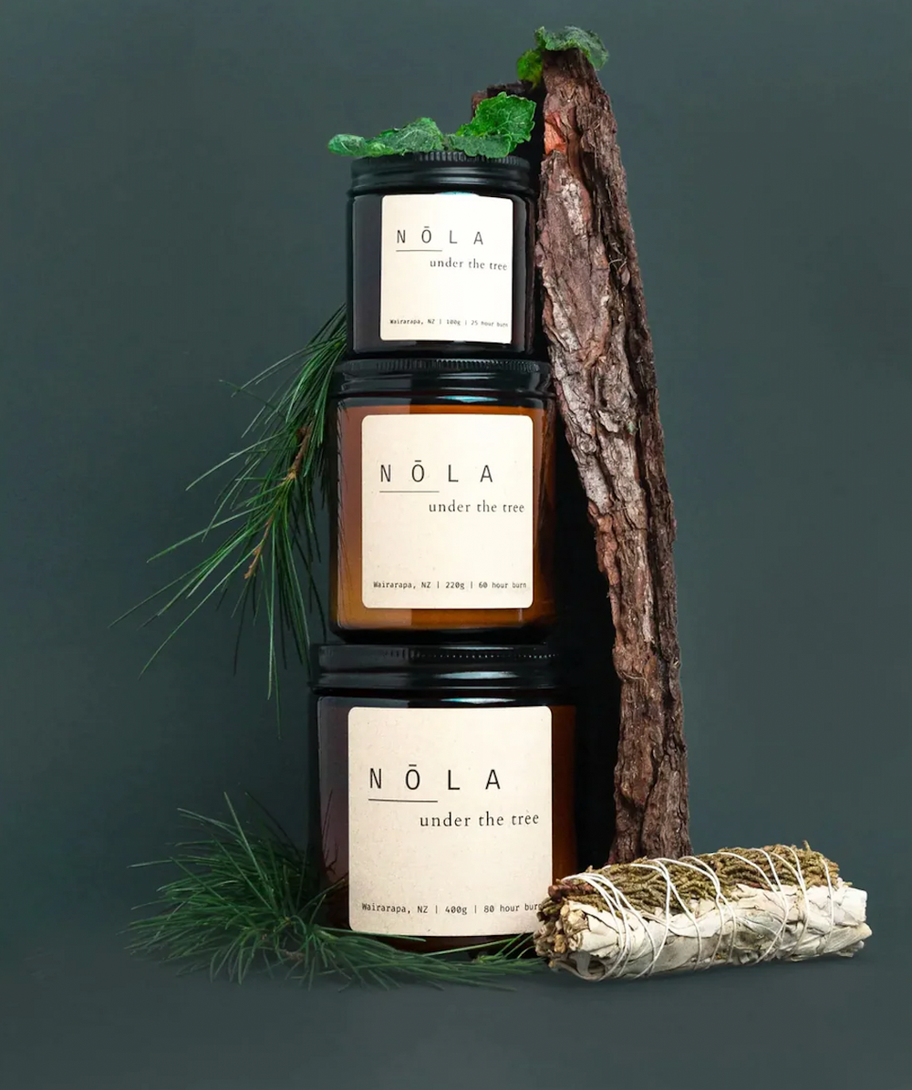 under the tree candles